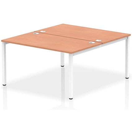 Impulse Bench B2B 2 Person 1400 White Frame Office Bench Desk Beech