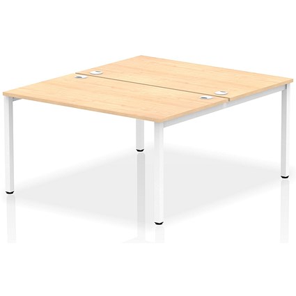 Impulse Bench B2B 2 Person 1400 White Frame Office Bench Desk Maple