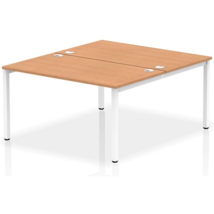 Impulse Bench B2B 2 Person 1400 White Frame Office Bench Desk Oak