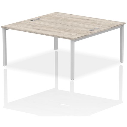 Impulse Bench B2B 2 Person 1600 Silver Frame Office Bench Desk Grey Oak