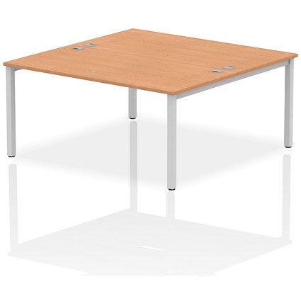 Impulse Bench B2B 2 Person 1600 Silver Frame Office Bench Desk Oak