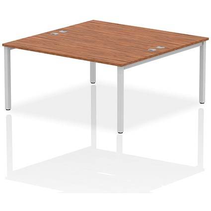 Impulse Bench B2B 2 Person 1600 Silver Frame Office Bench Desk Walnut