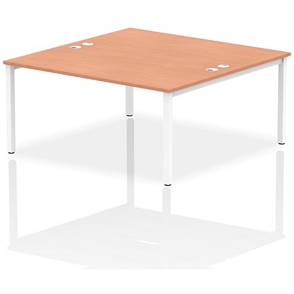 Impulse Bench B2B 2 Person 1600 White Frame Office Bench Desk Beech