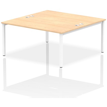 Impulse 2 Person Bench Desk, Back to Back, 2 x 1600mm (800mm Deep), White Frame, Maple