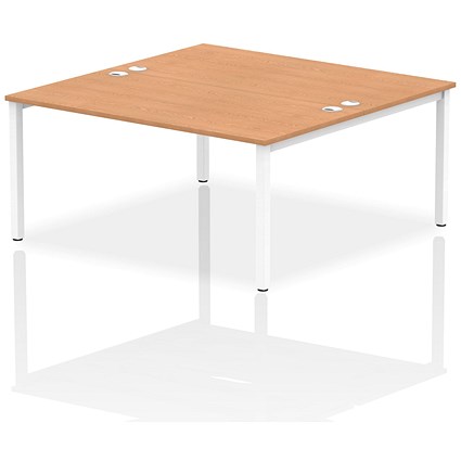 Impulse Bench B2B 2 Person 1600 White Frame Office Bench Desk Oak