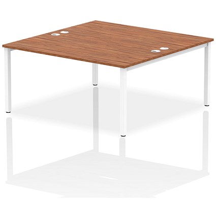 Impulse Bench B2B 2 Person 1600 White Frame Office Bench Desk Walnut