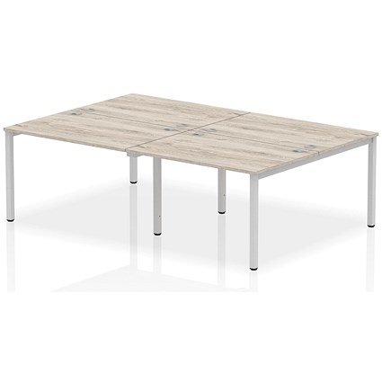 Impulse Bench B2B 4 Person 1200 Silver Frame Office Bench Desk Grey Oak