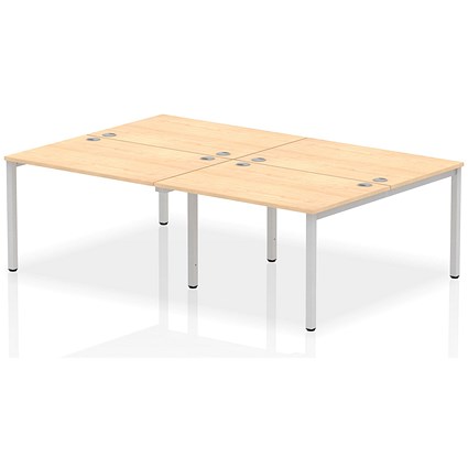 Impulse Bench B2B 4 Person 1200 Silver Frame Office Bench Desk Maple