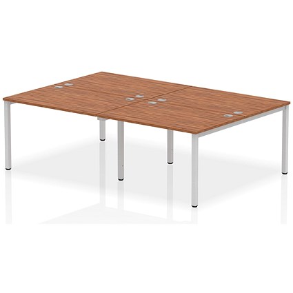 Impulse Bench B2B 4 Person 1200 Silver Frame Office Bench Desk Walnut