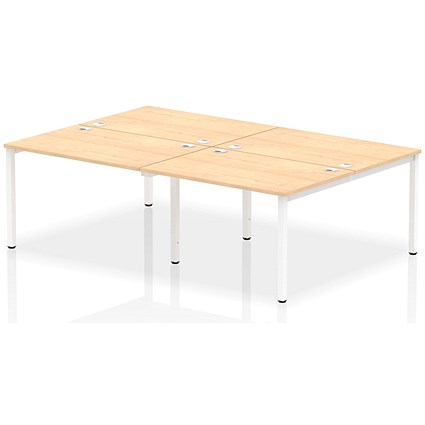 Impulse Bench B2B 4 Person 1200 White Frame Office Bench Desk Maple