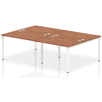 Impulse Bench B2B 4 Person 1200 White Frame Office Bench Desk Walnut Impulse Bench B2B 4 Person 1200 White Frame Office Bench Desk Walnut