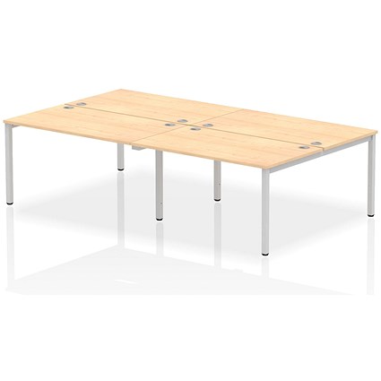 Impulse Bench B2B 4 Person 1400 Silver Frame Office Bench Desk Maple