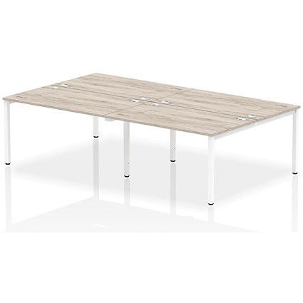 Impulse Bench B2B 4 Person 1400 White Frame Office Bench Desk Grey Oak