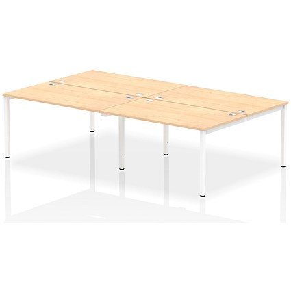 Impulse Bench B2B 4 Person 1400 White Frame Office Bench Desk Maple