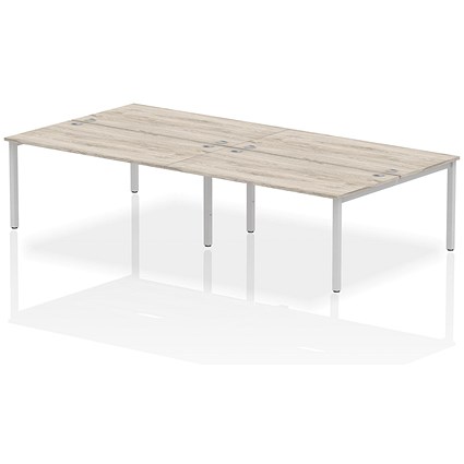 Impulse Bench B2B 4 Person 1600 Silver Frame Office Bench Desk Grey Oak