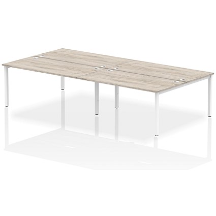 Impulse Bench B2B 4 Person 1600 White Frame Office Bench Desk Grey Oak