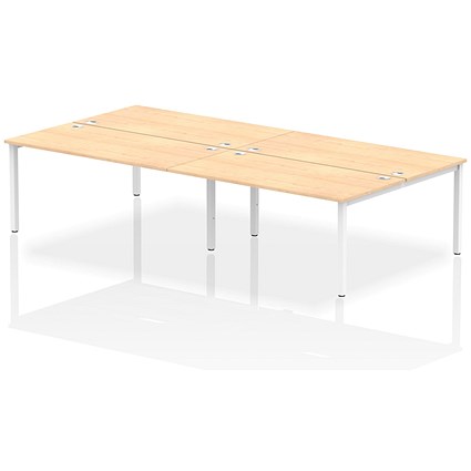 Impulse 4 Person Bench Desk, Back to Back, 4 x 1600mm (800mm Deep), White Frame, Maple