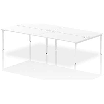 Impulse 4 Person Bench Desk, Back to Back, 4 x 1600mm (800mm Deep), White Frame, White