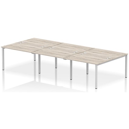 Impulse Bench B2B 6 Person 1200 Silver Frame Office Bench Desk Grey Oak