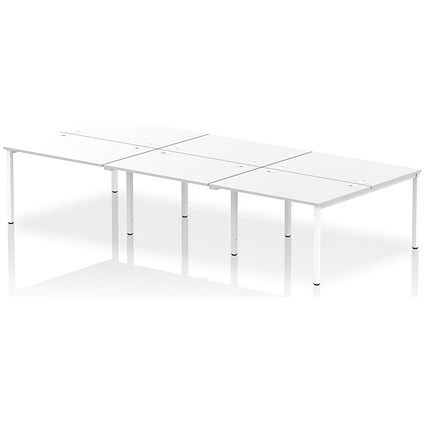 Impulse Bench B2B 6 Person 1200 White Frame Office Bench Desk White