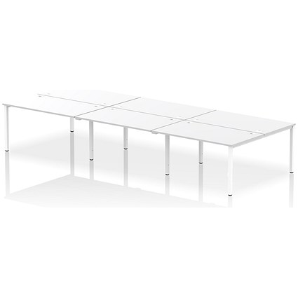 Impulse Bench B2B 6 Person 1400 White Frame Office Bench Desk White