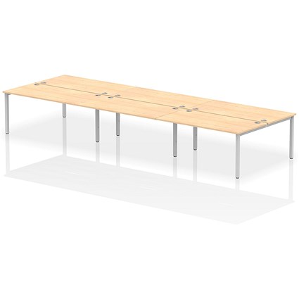 Impulse Bench B2B 6 Person 1600 Silver Frame Office Bench Desk Maple
