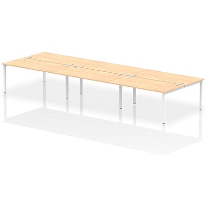 Impulse Bench B2B 6 Person 1600 White Frame Office Bench Desk Maple