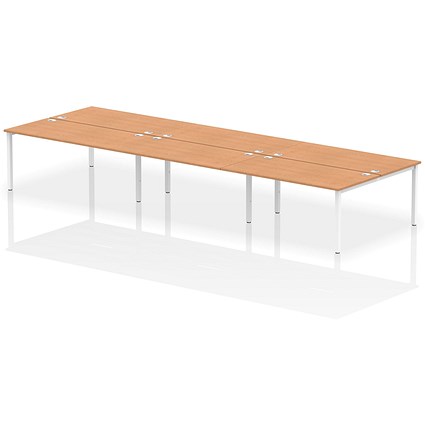 Impulse Bench B2B 6 Person 1600 White Frame Office Bench Desk Oak