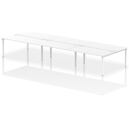 Impulse Bench B2B 6 Person 1600 White Frame Office Bench Desk White