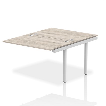 Impulse Bench B2B Ext Kit 1200 Silver Frame Office Bench Desk Grey Oak