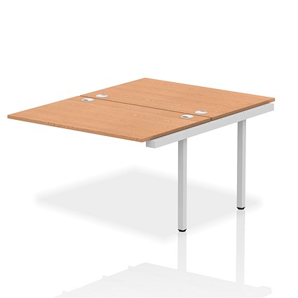 Impulse 2 Person Bench Desk Extension, Back to Back, 2 x 1200mm (800mm Deep), Silver Frame, Oak
