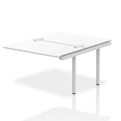 Impulse Bench B2B Ext Kit 1200 Silver Frame Office Bench Desk White