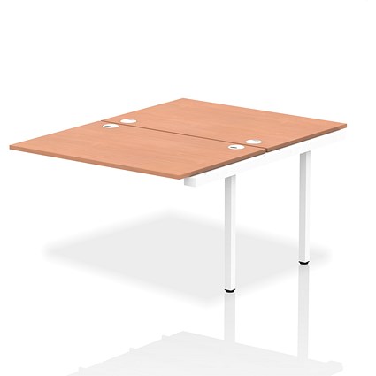 Impulse 2 Person Bench Desk Extension, Back to Back, 2 x 1200mm (800mm Deep), White Frame, Beech