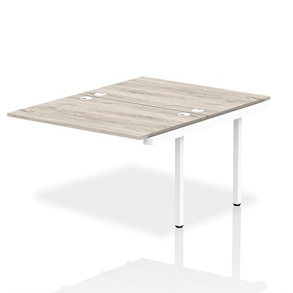 Impulse 2 Person Bench Desk Extension, Back to Back, 2 x 1200mm (800mm Deep), White Frame, Grey Oak