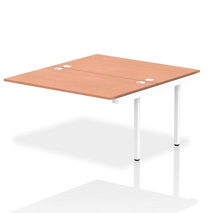 Impulse 2 Person Bench Desk Extension, Back to Back, 2 x 1400mm (800mm Deep), White Frame, Beech