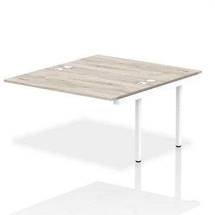 Impulse Bench B2B Ext Kit 1400 White Frame Office Bench Desk Grey Oak