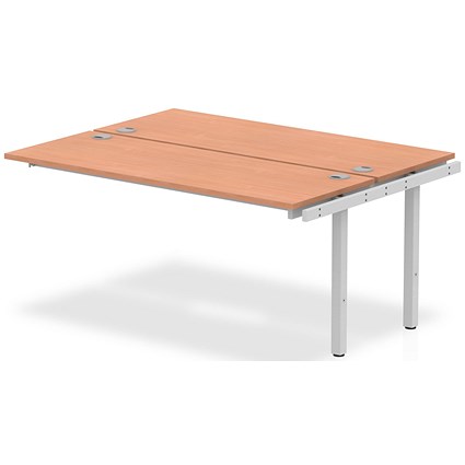 Impulse Bench B2B Ext Kit 1600 Silver Frame Office Bench Desk Beech