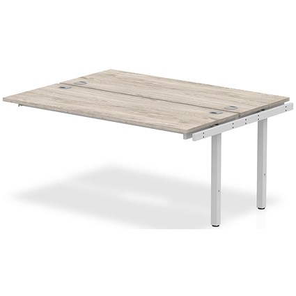 Impulse Bench B2B Ext Kit 1600 Silver Frame Office Bench Desk Grey Oak