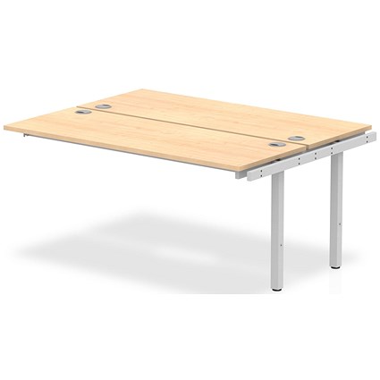 Impulse 2 Person Bench Desk Extension, Back to Back, 2 x 1600mm (800mm Deep), Silver Frame, Maple
