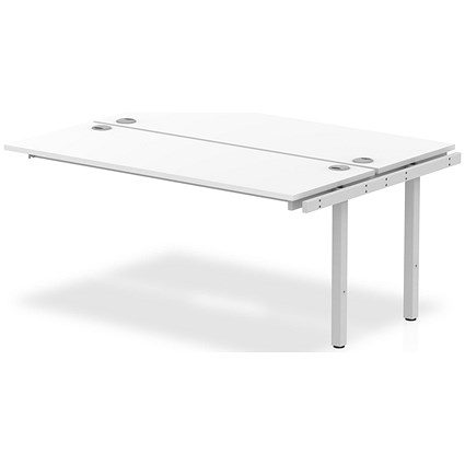 Impulse 2 Person Bench Desk Extension, Back to Back, 2 x 1600mm (800mm Deep), Silver Frame, White