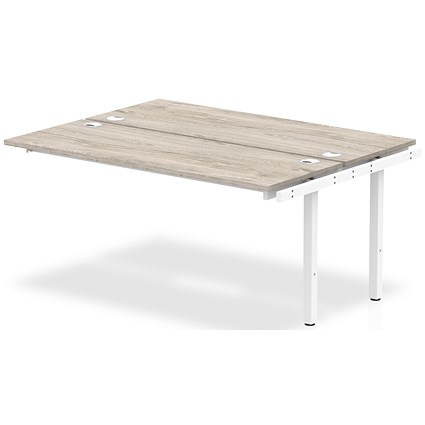 Impulse 2 Person Bench Desk Extension, Back to Back, 2 x 1600mm (800mm Deep), White Frame, Grey Oak