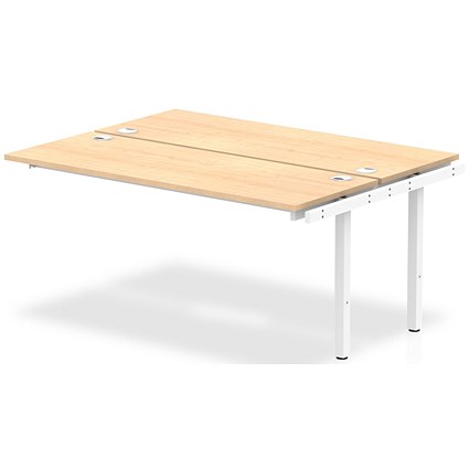Impulse 2 Person Bench Desk Extension, Back to Back, 2 x 1600mm (800mm Deep), White Frame, Maple