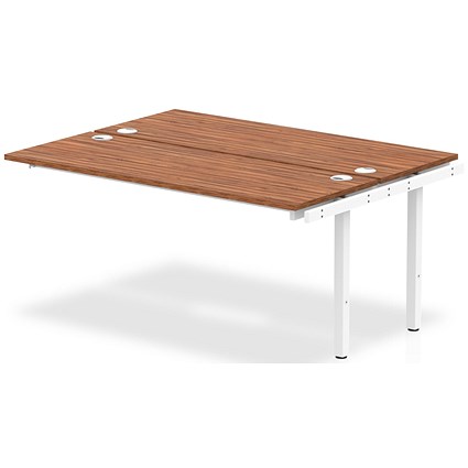 Impulse Bench B2B Ext Kit 1600 White Frame Office Bench Desk Walnut