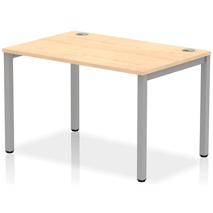 Impulse Bench Single Row 1200 Silver Frame Office Bench Desk Maple