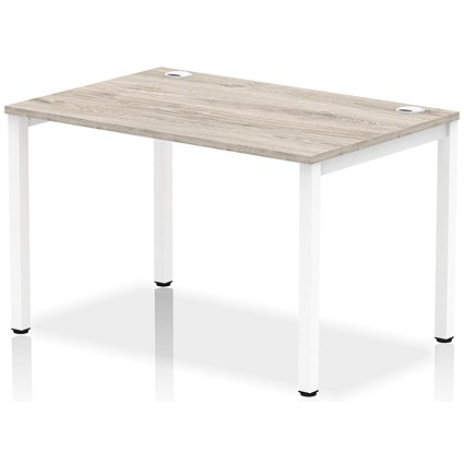 Impulse Bench Single Row 1200 White Frame Office Bench Desk Grey Oak Impulse Bench Single Row 1200 White Frame Office Bench Desk Grey Oak