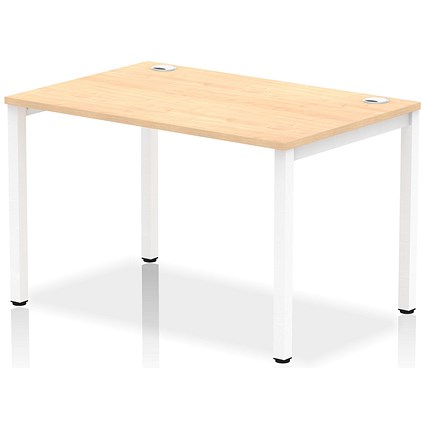 Impulse 1 Person Bench Desk, 1200mm (800mm Deep), White Frame, Maple
