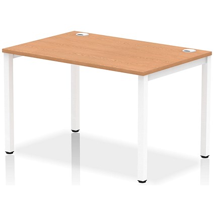 Impulse Bench Single Row 1200 White Frame Office Bench Desk Oak