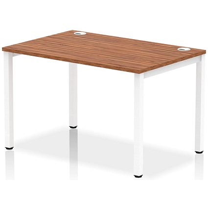 Impulse Bench Single Row 1200 White Frame Office Bench Desk Walnut