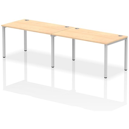 Impulse Bench Single Row 2 Person 1400 Silver Frame Office Bench Desk Maple