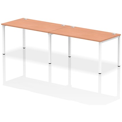 Impulse Bench Single Row 2 Person 1400 White Frame Office Bench Desk Beech